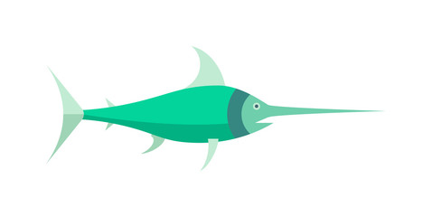 Ocean animal design of saw fish marine character flat vector cartoon illustration. 