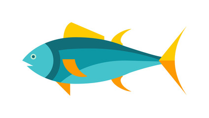 Ocean animal design of tuna fish cartoon animals flat vector illustration. 