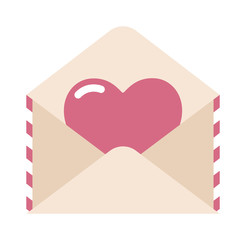 Love letter, envelope and heart sticker cartoon vector illustration.
