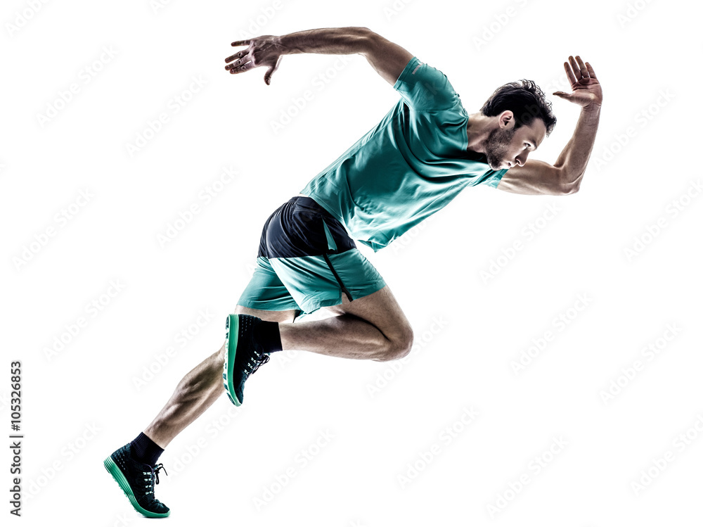 Wall mural man runner jogger running isolated