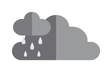 Dark storm clouds before rain dramatic cloudscape flat icon vector illustration. 