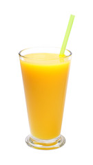 glass of freshly pressed orange juice isolated