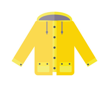 Yellow raincoat weather jacket cartoon vector illustration.