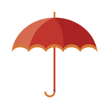 Vector illustration of classic elegant opened red umbrella isolated on white background.