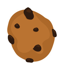 Gingerbread chocolate chip cookie vector isolated on a white background.