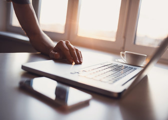Young adult using laptop