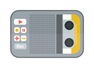 Tape recorder or dictaphone flat icon isolated on white background vector illustration. 