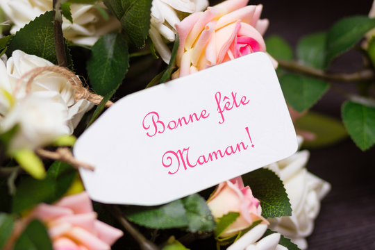 Mothers day french congratulation card with rustic roses