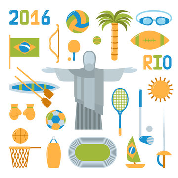 Rio Summer Olympic Games Icons Vector Illustration