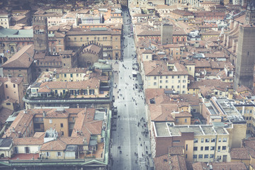 Fototapeta premium BOLOGNA, ITALY - 05 MARCH, 2016: General view of the downtown st