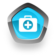 blue pentagon vector icon