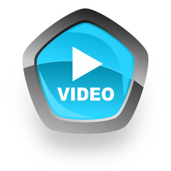 blue pentagon vector icon