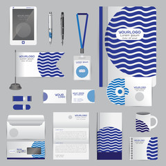 White identity template with blue origami elements. Vector compa © ploygraphic
