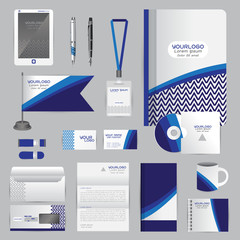 White identity template with blue origami elements. Vector compa © ploygraphic