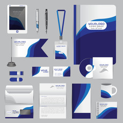 White identity template with blue origami elements. Vector compa © ploygraphic