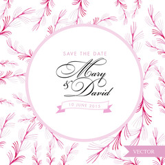 Save the date card. Floral watercolor hand drawn. Romantic vintage design for invitation, wedding or greeting cards.