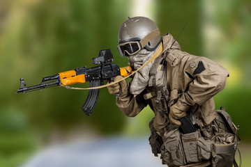 Special forces soldier with rifle