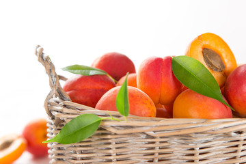 Fresh apricots on wooden table