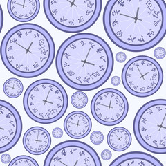 Abstract vector seamless pattern with clock. You can use any color of background
