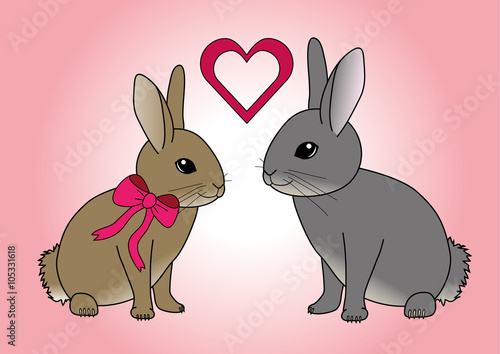 "Coloring book - Rabbits love" Stock image and royalty-free vector