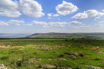views from Mount Arbel on the green field