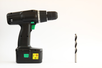 Cordless power drill on white background 