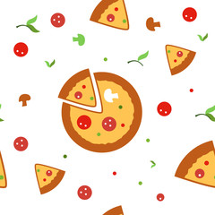 Pizza seamless vector pattern 