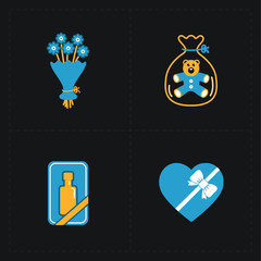 Gift flat colorful shop icons on black 