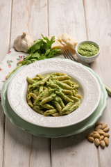 pasta with almond pesto