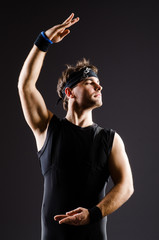 Young man training for ballet dances