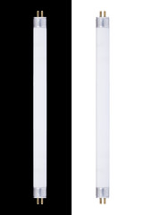 Two Fluorescent tubes isolated on white and black