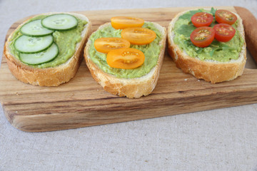 Green sourdough open face sandwiches toast