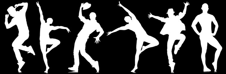 Silhouettes of dancers in dancing concept