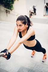 Young handsome caucasian brown hair woman stretching leaning aga