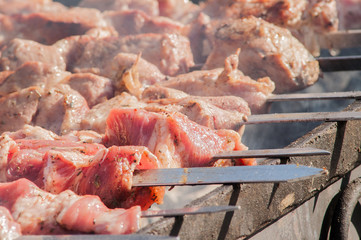 barbecue, grill, skewer