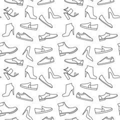 Vector monochrome shoe pattern. 