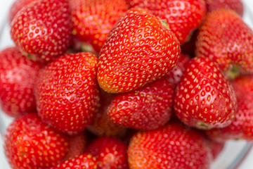 Strawberries arranged on the display