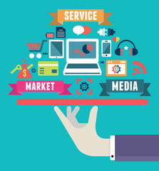 Flat concept of media market service