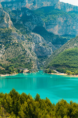 Bridge over the Lake of Sainte-Croix in France. Verdon Gorge