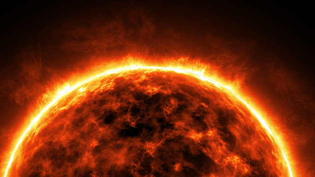 Planet Sun rotating, Close up Animation