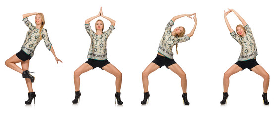 Composite photo of woman in various poses