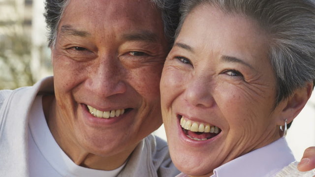 Portrait of senior couple, closeup