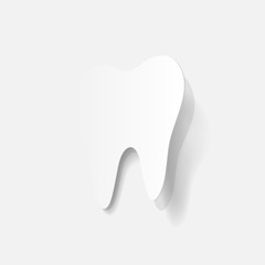 realistic paper sticker: tooth