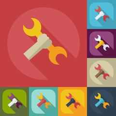 Flat concept, set modern design with shadow wrench