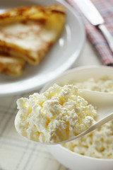Spoon cottage cheese