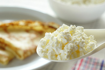 Spoon cottage cheese