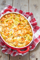 Shrimp Alfredo Penne Pasta Bake