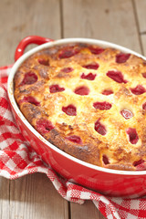 Cottage cheese casserole with raspberry