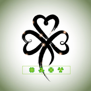 Grunge hand drawn clover for Happy St. Patricks Day