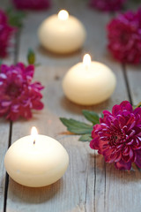 Spa theme with candles and flowers